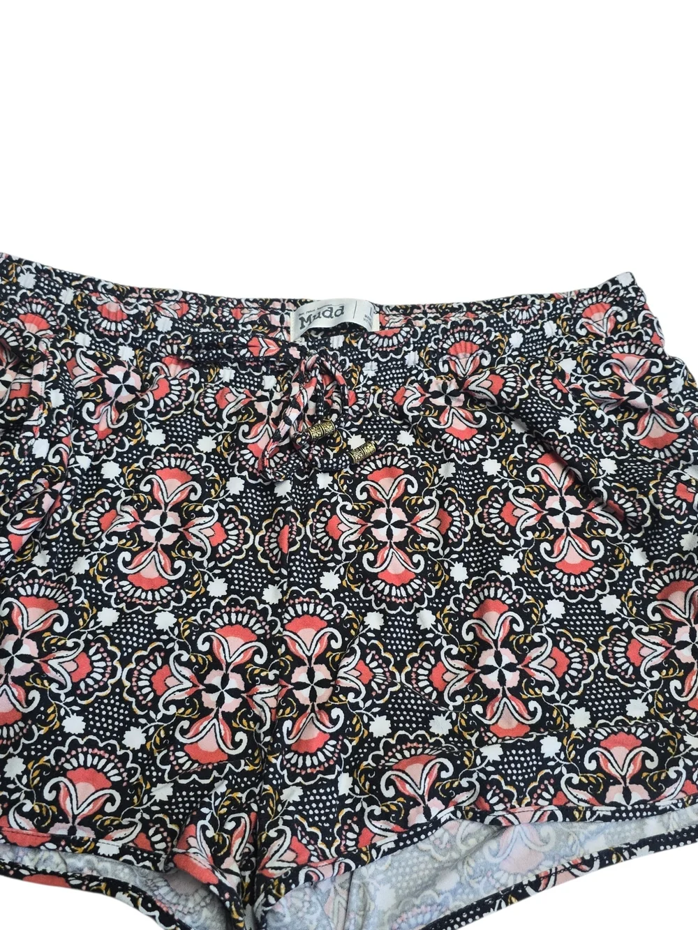 Mudd Boho Paisley Shorts Women’s L Pink Black Stretch Knit Lounge Festival